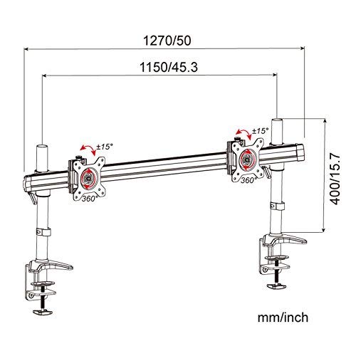 HFTEK - Braccio monitor da scrivania dual doppio staffa di supporto per 1, 2 schermi da 15