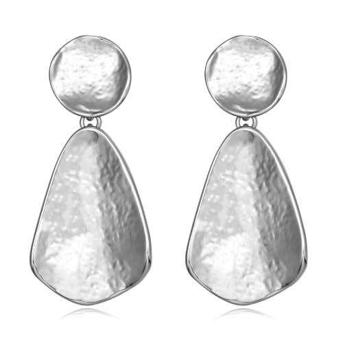 YUJIE Geometric Earrings for Women Chunky Dangle Earring Silvery Trendy statement Jewelry