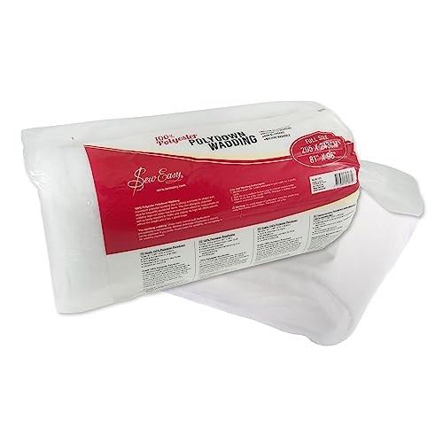 Sew Easy Acolchado Guata de guata de Polydown 100% poliéster Lavable Tamaño completo 205,7 x 243,8 cm 81 x 96”
