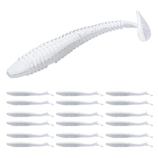 RUNCL Swimbaits Paddle 10/20/30/40PCS, 5/4/3/2 Inchs Paddle Tail, Soft Lure for Trout Crappie Bass, Durable Plastic Bait Swimmer for Saltwater/Freshwater, Fishing Lover's Gift
