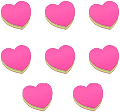 8-Pack Purple Heart Sticky Notes - Cute Self-Stick Memo Pads For Office & Home