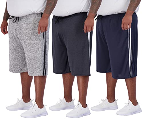 Real Essentials Men's Big & Tall 3-Pack Dry Fit & Mesh Active Athletic Perfomance Shorts (3X-5X)