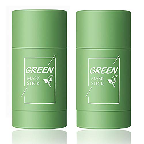 2pcs Green Tea Mask Purifying Clay Face Mask Stick,Anti-Acne Moisturizes Oil Control,Deep Clean Pore,Soften Dead Cuticle Cells,Suitable for All Skin Types Men Women Skin Cleanser(green)