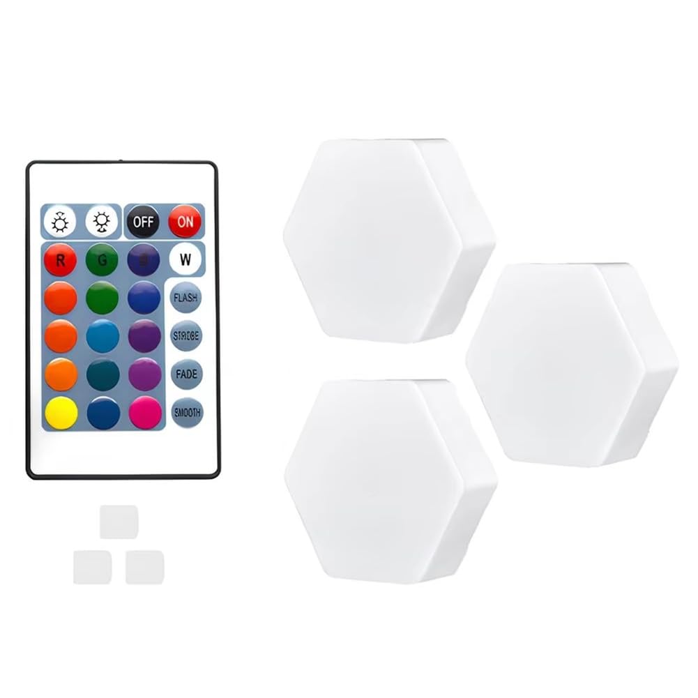 CTRLZS RGB Colorful Wall-Mounted Hexagon LED Touch Sensitive DIY Geometry Hex Light Remote Panel for Bedroom Living Room
