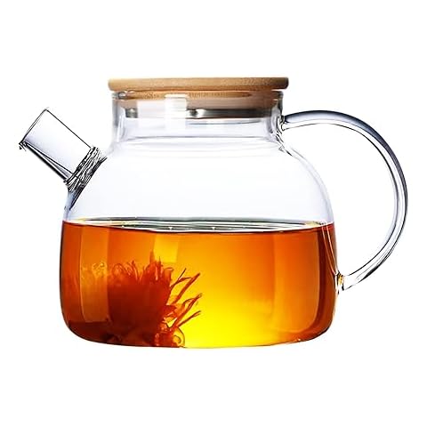 JOUALY Glass Teapot with Strainer Cover