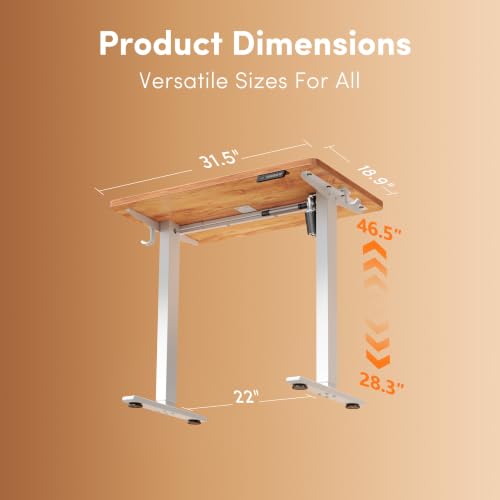 Image of FEZIBO Standing Desk 32 x 19 Inch Electric Height Adjustable, Light Rustic