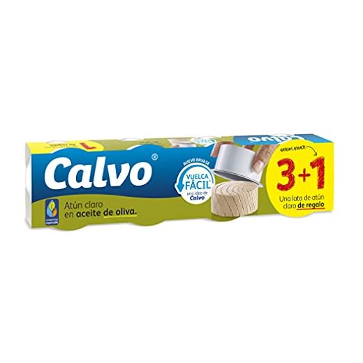 Calvo Atún Claro en Aceite de Oliva Pack de 3+1, 260g