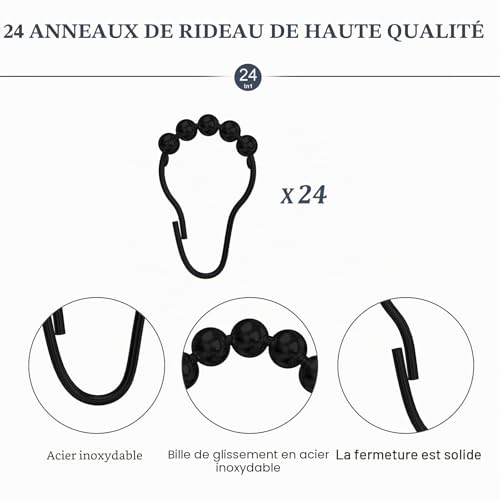 Tringle à rideau de douche extensible pour angle de baignoire - 7