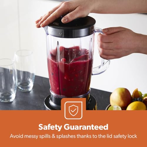 GEEPAS 2-in-1 Food Jug Blender | 1.6L Juice Jar 100G Mini Coffee Spice Grinder 4-Leaf Stainless-Steel Blades 3 Speed & Pulse Safety Lock | Smoothie Maker for Ice Crushing | 2 Year Warranty 650W Black - Image 7