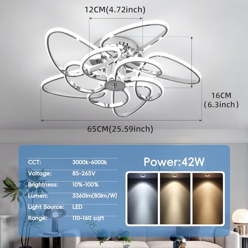 Lampe à plafond LED réglable 3000K-6000K design chromé