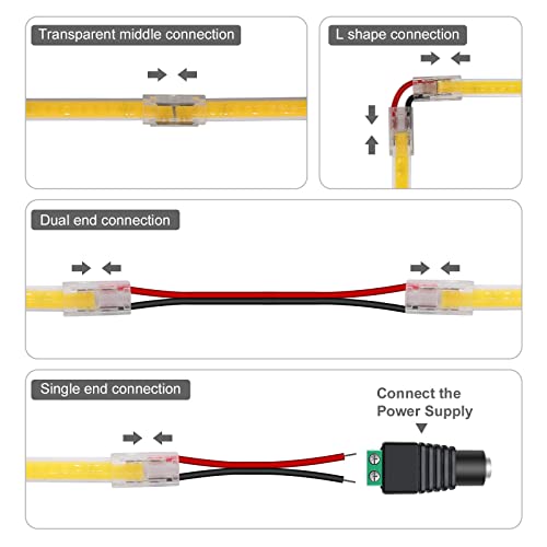Tira LED COB 12V 5mm 4000K 16.4FT con conector rápido miniatura 7