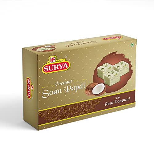 Image of HF, SURYA Soan Papdi 600g (3 x 200g) Made with Fresh Besan, Ready to Eat