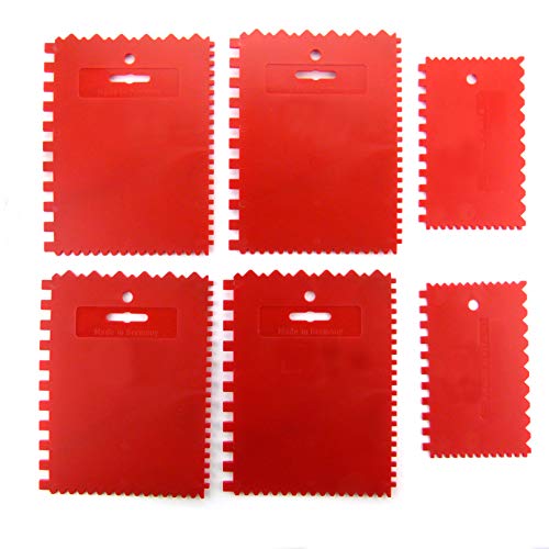 Kunststoff Zahnspachtel 6er Satz Kleberspachtel Aufstreich-Spachtel Leimspachtel Kleberspachtel 4x 13,5 x 17,5 cm / 2x 8,3 cm x 13,5 cm Cover