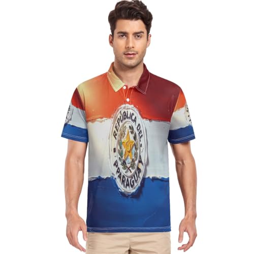 Polo de golf drapeau Paraguay GuoChe pour homme en taille S