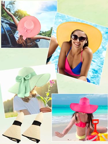 15 piezas Sombreros de Paja para Mujer con Ala Ancha miniatura 5