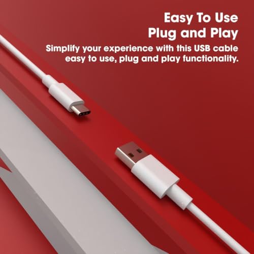Image of Type-C Charging Cable White, USB to USB-C Fast Charging Cord, Data Sync Cable for Samsung, Android Smartphones, Tablets & Type-C Devices, Durable Long Charging Wire
