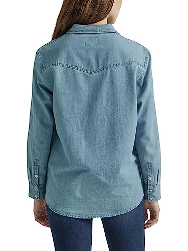 Wrangler Women's Boyfriend Denim Snap Closure Shirt2