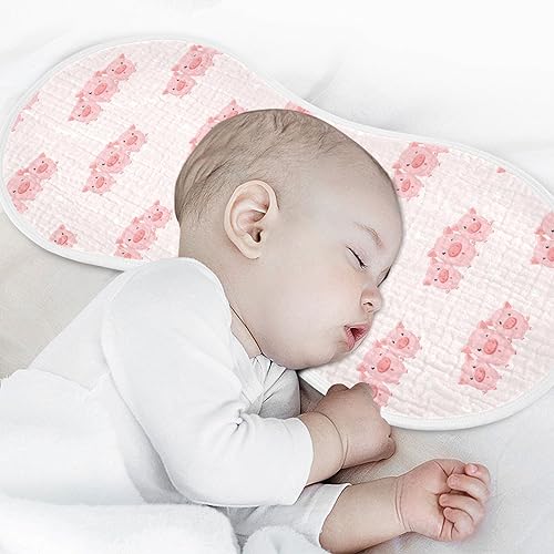 Muslin Baby Burp Cloths, Pink Pig Muslin Baby Rags Comfy Soft Absorbent in for Newborn Boys and Girls 2 Piece 22 x 11 Inch3