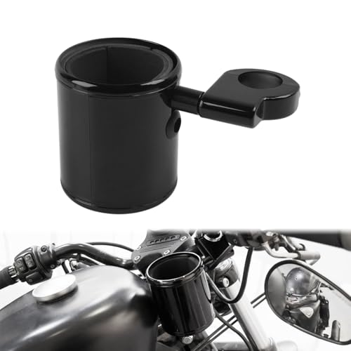 AQIMY オートバイ用ドリンクホルダー 汎用 22-32mm ハンドルバー対応 360度回転調整可能 ブラックフォーム付き 防滑設計 ペットボトル・マグカップ対応 ブラック