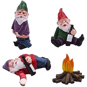 Tuinkabouter 4-Delige Tuindecoratie Gnome-Set Dwergbeeld Hars Ornament Tuinkabouters Beeldje Tuinbeeldje Gemaakt Van…