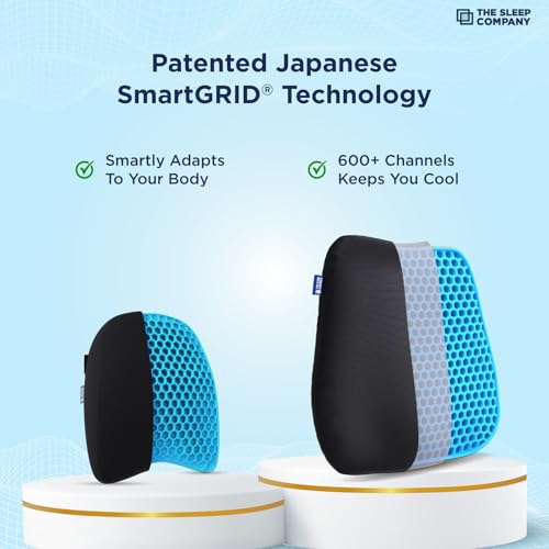 Image of The Sleep Company Ortho Spine Protector Combo Back Support Cushion + Neck Pillow for Car & Driving | Lumbar & Cervical Pain Relief, Posture Support | Ergonomic Smartgrid Cushions,Black