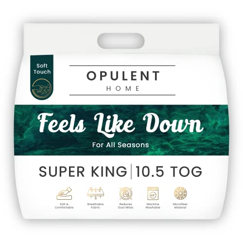 Opulent Home 10.5 Tog Duvet - Premium Lightweight Quilt for All Seasons - Anti-Allergy Duvet for a Better and Healthier Sleep - Super King