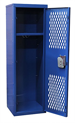 Hallowell Home Team Locker, 15"W x 15"D x 48"H, Blue Body / Red Door, Single Tier, 1-Wide, Knock-Down - Thumbnail 3
