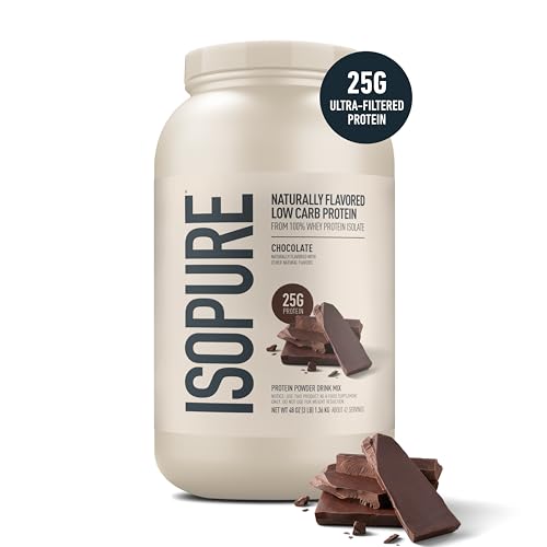 Image of Isopure Low Carb 100% Pure Whey Isolate Protein Powder, Lactose Free, Gluten Free, with Vitamins, Chocolate, 25g Protein Per Serving, 3 Lbs, 42 Servings (Packaging May Vary) | 25g Protein Per Serving, 100% Whey Protein Isolate, Lactose Free, Gluten Free, with Added Vitamins, 5 or Less Ingredients