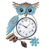 MUMTOP Owl Outdoor Clock Waterproof, 14.56 Inch Outside Wall Clock with Thermometer Combo for Patio Pool Garden Home Decor