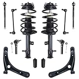 Detroit Axle - 12pc Front End Suspension Kit for 07-12 Dodge Caliber, Struts & Coil Spring Lower Control Arms w/Ball Joint Tie Rods Sway Bars Boots 2007 2008 2009 2010 2011 2012 Replacement