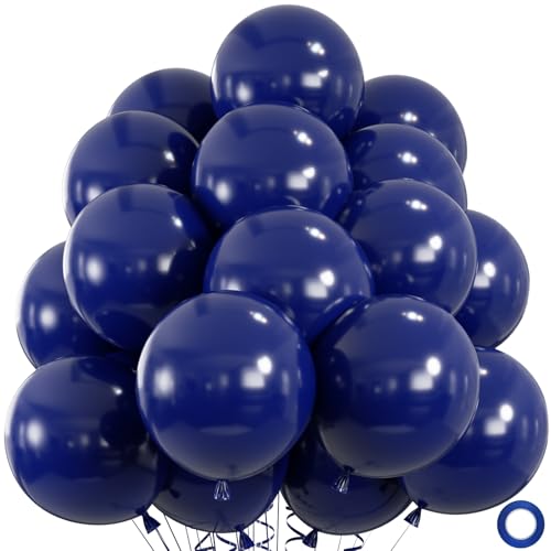 50pcs Navy Blue Balloons 12inch Helium Quality Nile Blue Balloons for Graduation Wedding Baby Shower Birthday Baseball Party Decorations (With Ribbon & Glues)