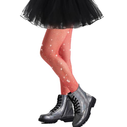 Image of Girls Sparkle Fishnet Tights Glitter Tights for Kids Toddler Rhinestone Stockings Halloween Star Pantyhose