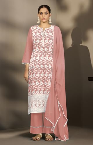 Image of DRESOUL Women Pure Cotton Schiffli Embroidered Kurta Set and Dupatta
