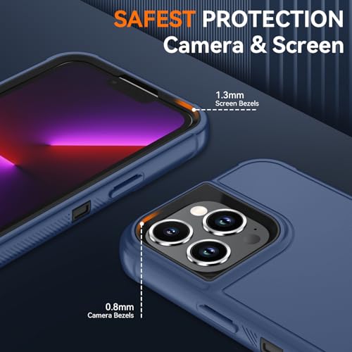Image of SunStory Compatible with iPhone 13 Pro Max Case with HD Screen Protector, 3-Layer Heavy Duty Full-Body Cover,3 in 1 Hybrid Protective Case for iPhone 13 Pro Max 6.7 inch,Blue