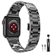 Produktbild PUGO TOP Armband für Apple Watch Series 4 3 2 1, Edelstahl mit Metallschließe, Ultra-dünne Serie - Schwarz 42mm/44mm