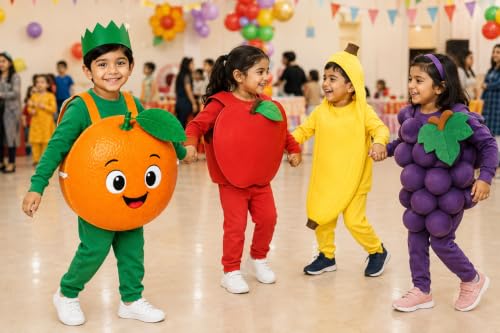 Image of Raj Costume Kids Fruit & Vegetable Fancy Dress Costume | Soft Felt Fruit and Vegetable Cutout Costume for Boys & Girls | School Annual Function