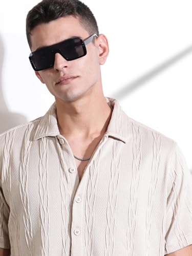 Image of Thomas Scott Men Polyester Blend Solid Oversized Fit Shirt