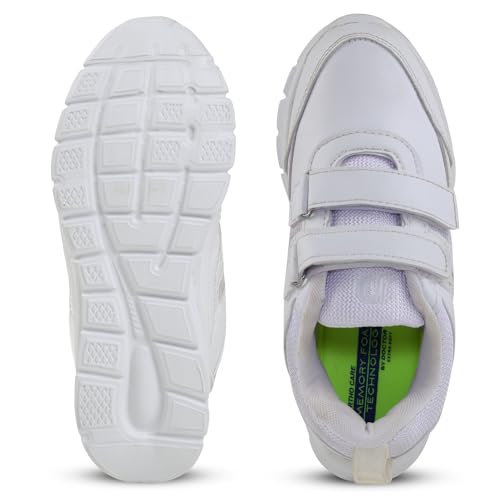 Image of DOCTOR EXTRA SOFT Lightweight EVA Unisex-Child /Kids /Adults Black & White School Uniform Shoe with Memory Foam Cushion & Adjustable Hook Loop| Formal,Casual,Running|Comfortable | Anti-Skid D-3005