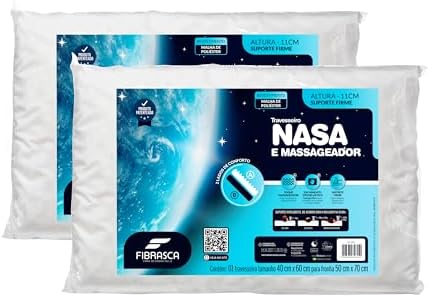 Kit 2 peças Travesseiro Nasa Up 3, para fronhas 50x70 cm, Fibrasc...