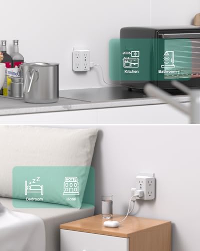 Image of 2 Pack Surge Protector Outlets, Outlet Splitter, Wall Multi Outlet with 6 Wall Outlets, Outlet Adapter, Outlet Extender, Outlet Extender for