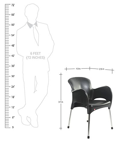 Image of CELLO Xylo Chair (Black, Set of 6) | Strong and Durable | Easy to Clean | Chair for Living Room, Bed Room, Kitchen, Office Room, Outdoor | 3 Years Warranty