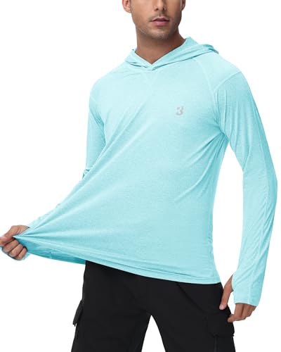 Roadbox Mens UPF 50+ Fishing Shirts, Long Sleeve UV Sun Hoodie, Hiking Running Swim Athletic Workout Shirt2