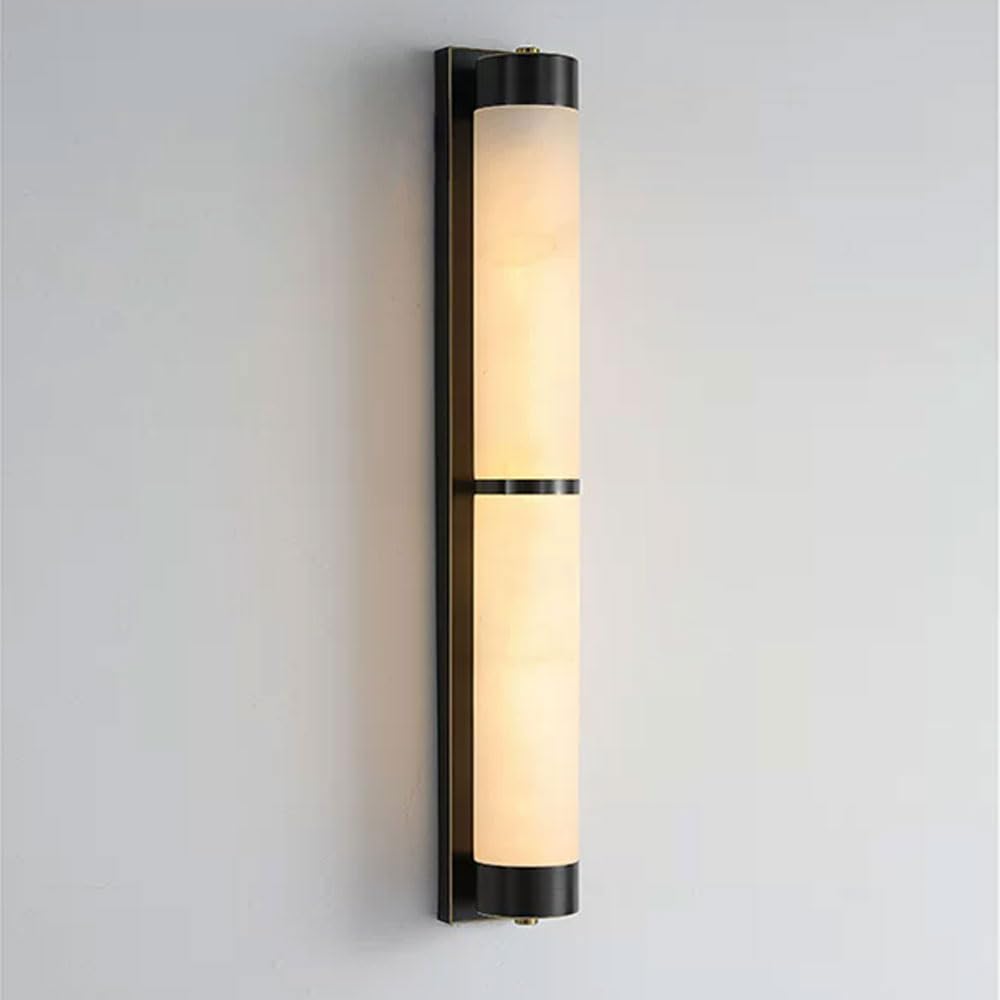 SSBHDM LED Warm Light Alabaster Wall Light, Nordic Industrial Style Marble Wall Lamp, 23.6in Long Wall Sconce, Bedside Dressing Tabler Entrance Decorative Lighting Fixtures