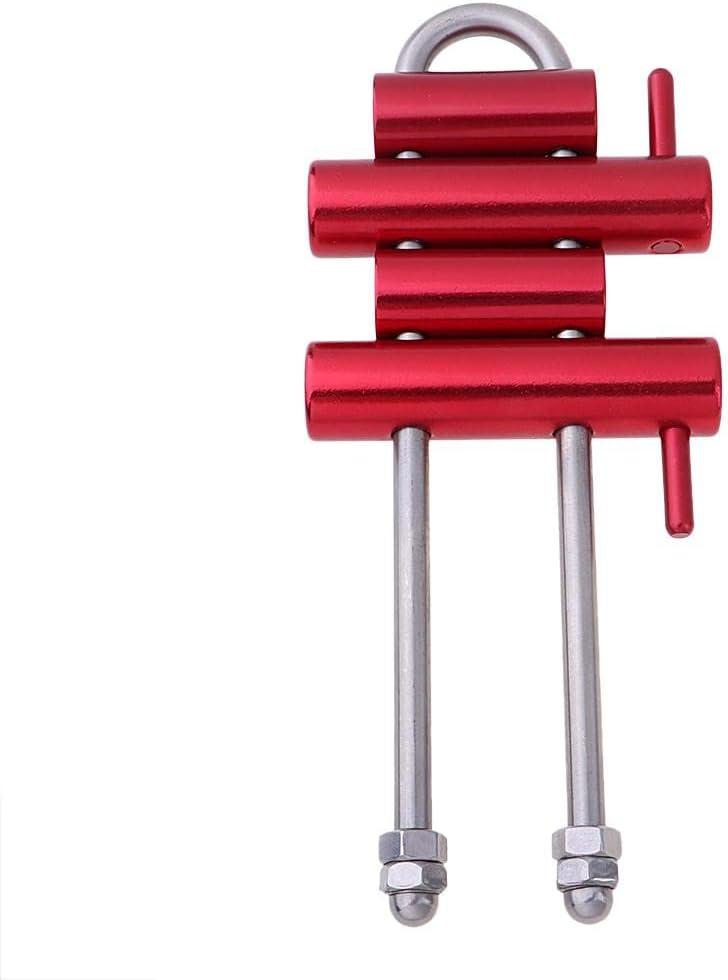 Rack Descender for Rappelling - 4 Bar Aluminum Alloy Friction Device (8.3x3.5 inch) - Red