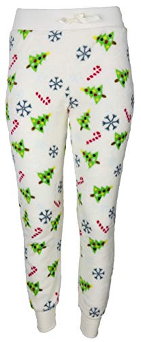 em & alfie Women's Plus Size Christmas Super Fuzzy Plush Jogger Pajama Pants (2X, Winter White)