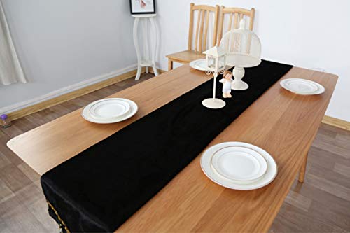 Chemin de table noir anti-plis en polyester pour protéger table et placard - 6
