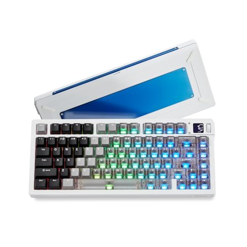 Clavier de jeu filaire pour setup minimaliste Akko MOD007 V5 HE en aluminium blanc avec écran