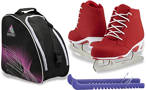 SKATE GURU Jackson Ultima レクリエーション レディース フィギュア アイススケート Softec Diva DV3000 / カラー:レッド 大人サイズ:4バンドル 無料バッグとGuardog スケートガード付きのサムネイル
