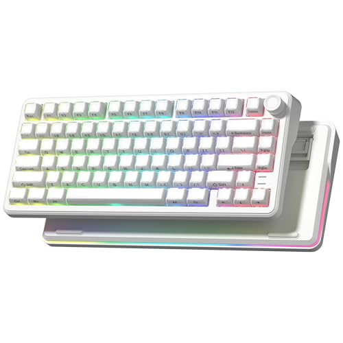 Image of L75 Wireless Mechanical Keyboard with Knob, 75% Hot Swappable Custom Gaming Keyboard Gasket Structure with RGB Backlit, Pre-lubed Switches, Crystal Jelly PBT Keycaps, 2.4GHz /USB-C /BT5.0 Mode