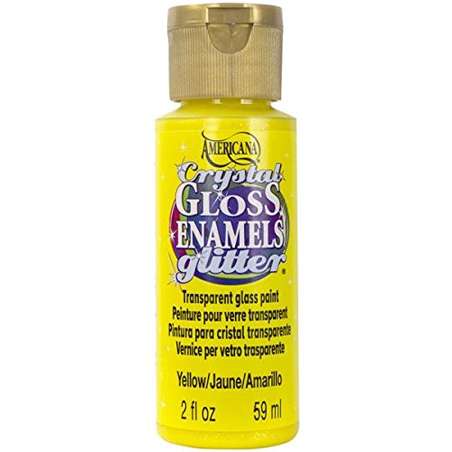 Americana Gloss Enamels Crystal Glitter Acrylic Paint 2Oz - Yellow (Pack of 6)